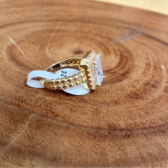 Emerald Cut CZ Engagement Style Ring 18K Gold Filled | Size 6 - Picture 7 of 9